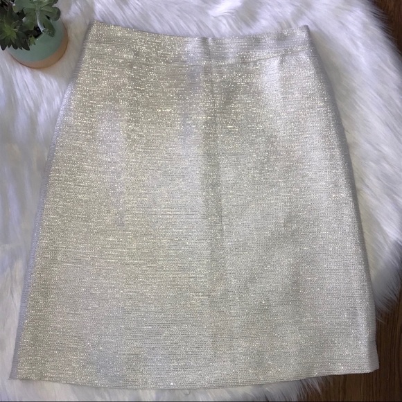 Anthropologie PaperCrown Metallic Cream Ivory Skirt Women’s Size 6 - Picture 2 of 8